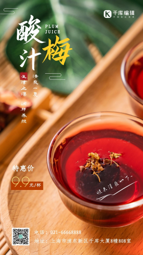 酸梅汤夏日消暑美味饮品摄影图海报