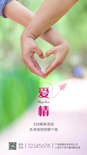 爱情520相亲活动情侣手牵手摄影图海报