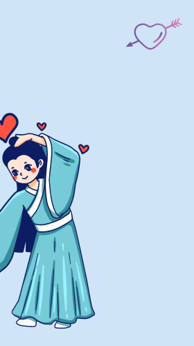 七夕古风情侣比心男孩蓝色可爱男孩壁纸