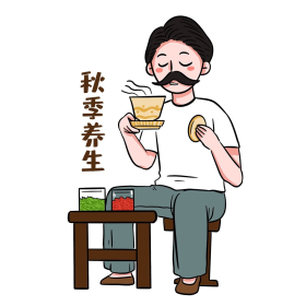 秋季养生喝热饮男子表情包