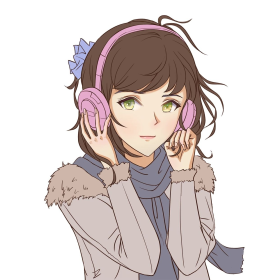 二次元冬日听歌的女生