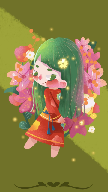 q版卡通樱花日式手绘