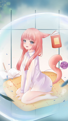 二次元卡通动漫手绘萌妹少女美女手机壁纸