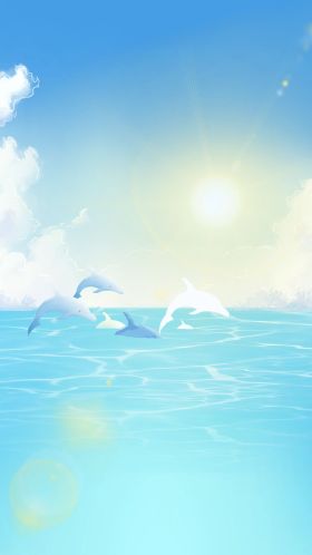 夏至海风景海豚天空蓝天云阳光手机壁纸桌面