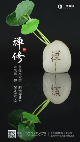 禅修绿叶豆苗摄影图海报