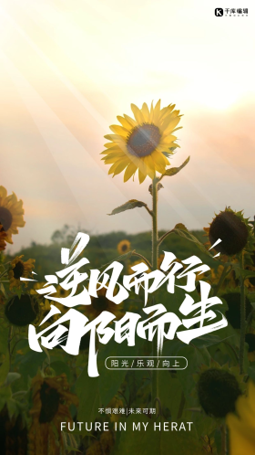 逆风而行向阳而生向日葵阳光摄影图海报