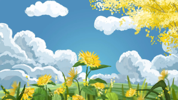 春天风景背景手绘电脑桌面