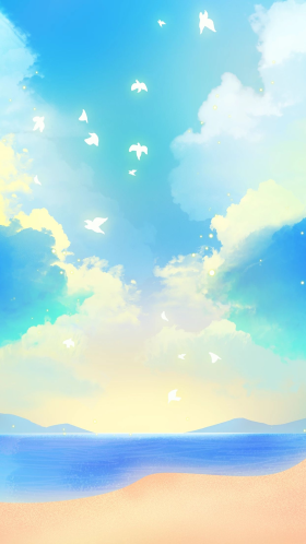 天空蓝天白云海边大海手机壁纸