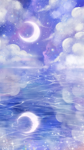 唯美治愈海面星空倒影背景手机壁纸