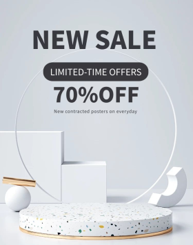 跨境电商海报白色简约立体展台banner