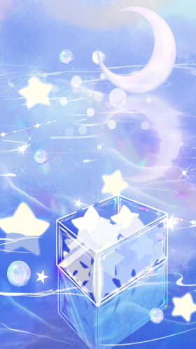 小清新唯美治愈梦幻蓝色星星月亮景色手机壁纸