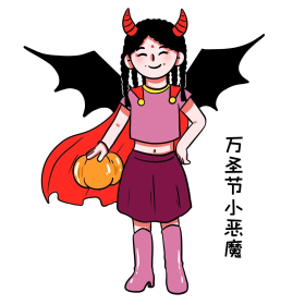 万圣节小恶魔装扮蝙蝠翅膀女孩表情包
