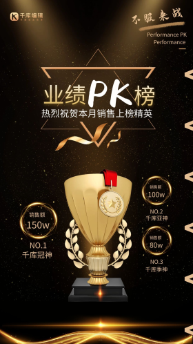 金融保险业绩pk榜黑金大气海报
