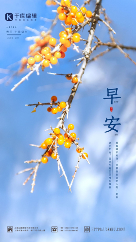 早安摄影图蓝色清新风海报设计