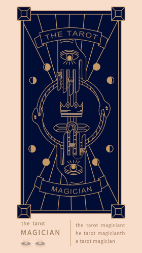 塔罗牌占卜手绘金色复古海报