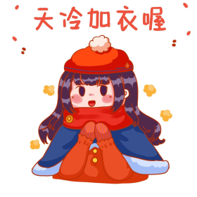 女孩保暖天冷加衣降温寒冷卡通表情包