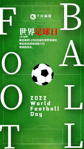 绿色简约大气足球场世界足球日海报