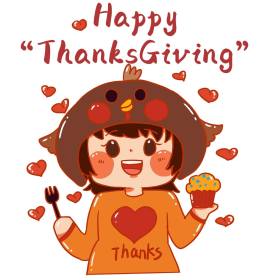感恩感恩节火鸡女孩表情包人物卡通表情包