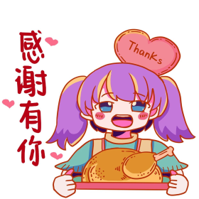 感恩感恩节感谢有你吃火鸡女孩表情包