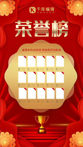 红色高端荣誉榜光荣榜企业销售业绩榜海报展板