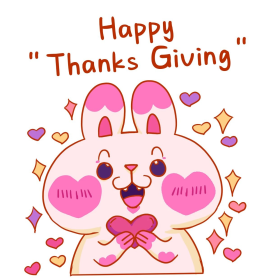 感恩感恩节小兔子比心爱心卡通表情包