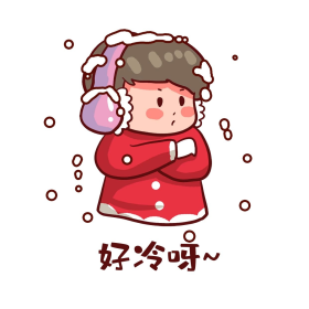 冬季降温戴耳套男孩寒冷下雪表情包
