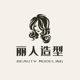 美妆发型女孩灰色简约清新logo设计
