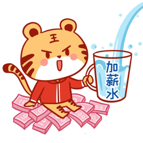 虎年可爱老虎加薪水升职创意大气简约表情包