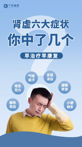 肾虚男性难言之隐苦难中年人蓝色简约海报