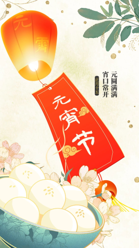 元宵节汤圆暖色中国风国潮海报