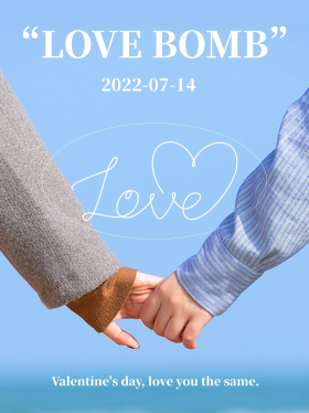 love生活照牵手蓝色简约风小红书封面