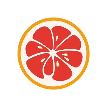 红橙色水果红心葡萄柚卡通图标logo