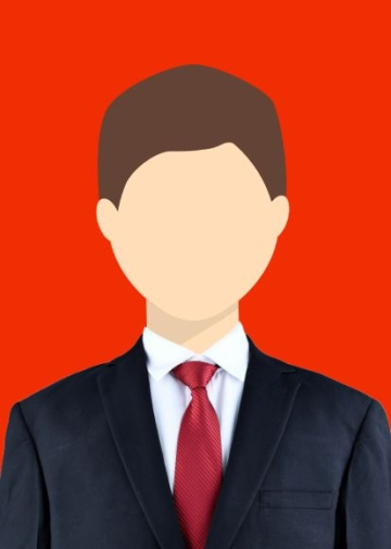 红底男性西服红领带证件照