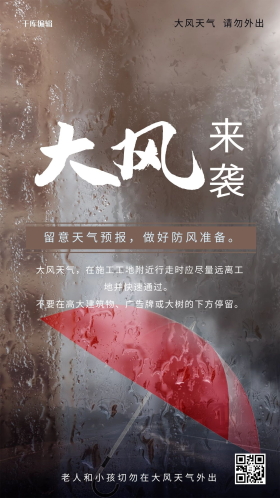 创意简约自然灾害大风来袭海报