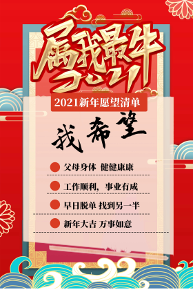 新年愿望清单属我最牛红色喜庆海
