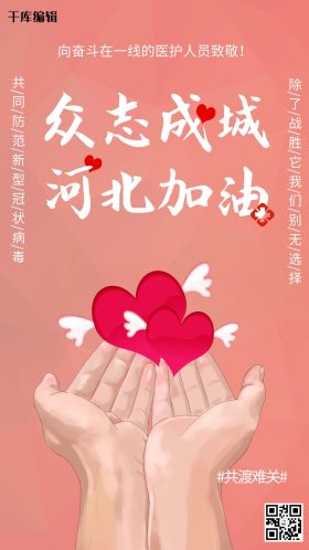 河北加油双手红色渐变海报