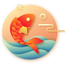 多色鲤鱼锦鲤新年春节喜庆元素图标icon