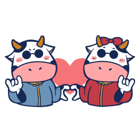 可爱奶牛比心好玩