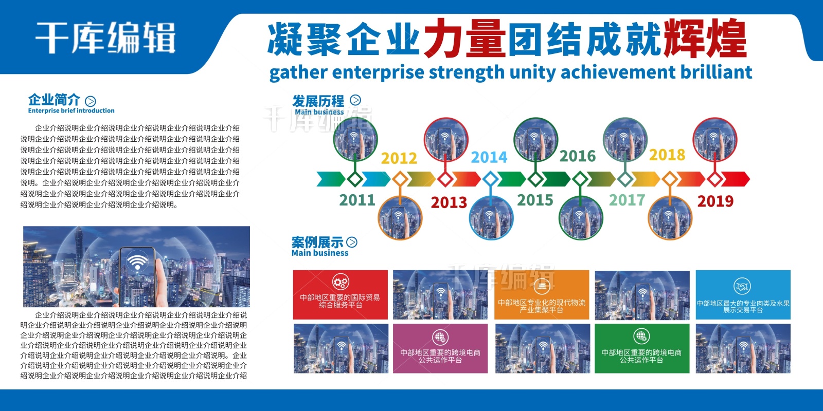 企业简介公司蓝色现代展板