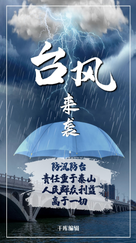 台风抗台风台风来袭蓝色现实风抗灾海报