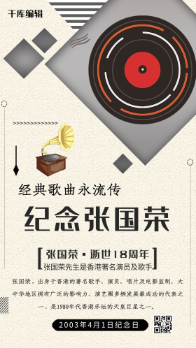 简约大气纪念张国荣海报65周年