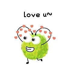 爱你比心笔芯绿色毛球表情包