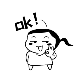ok好的简笔黑白马尾小女孩表情包