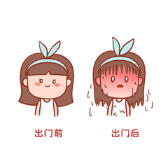 夏天可爱女孩出门前后流汗表情包动图gif