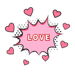 love紫色扁平化爱心爆炸框表情包