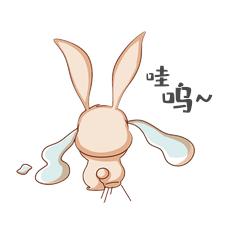 哇呜卡通可爱兔子大哭动态表情包